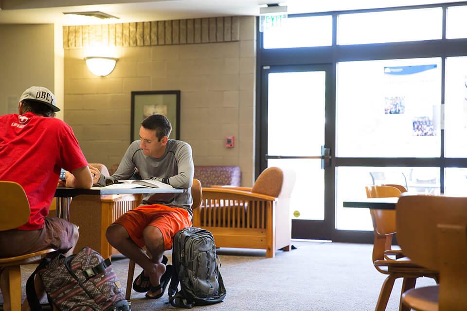 Students studying in the student lounge